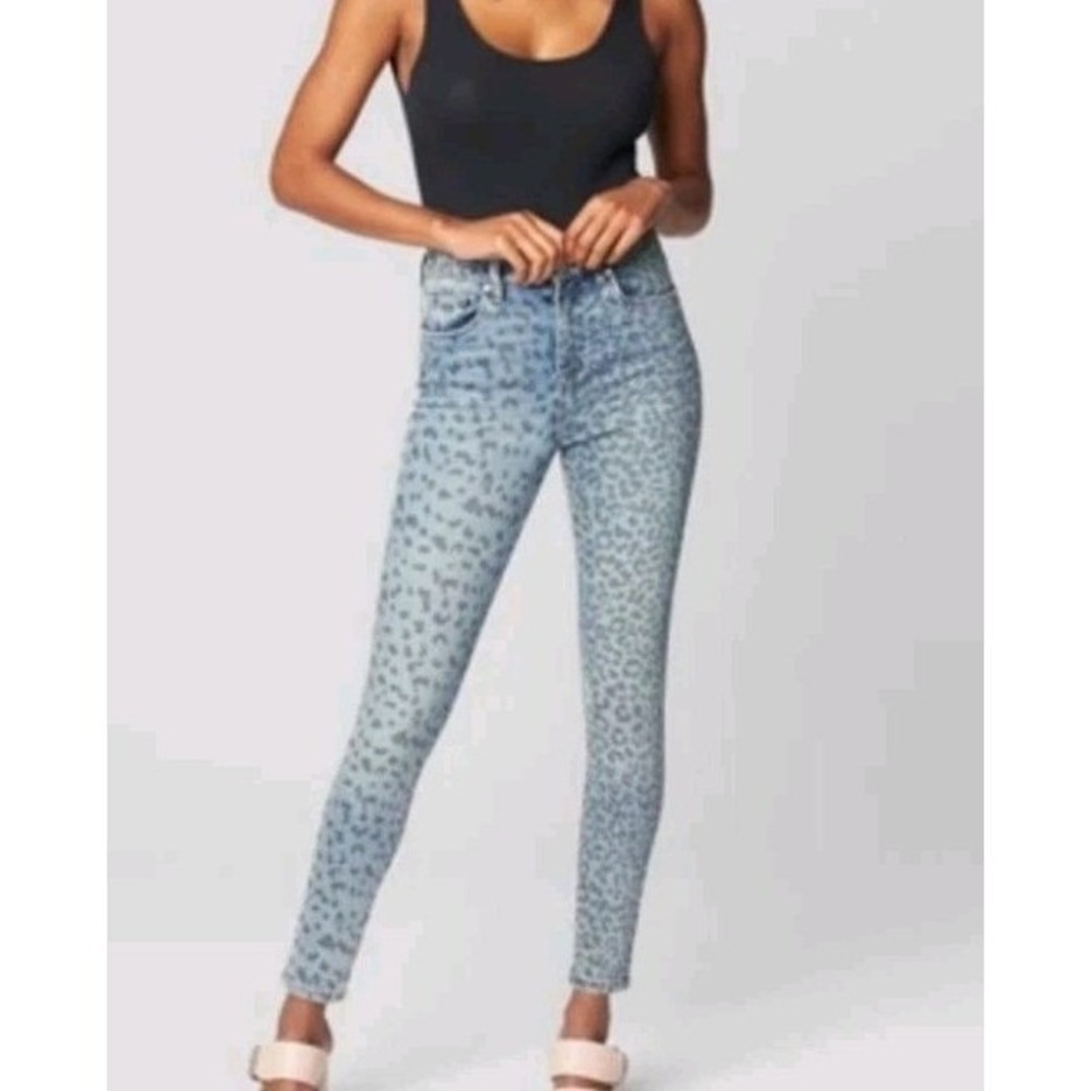 NWT BlankNYC The Great Jones High Rise Skinny Jeans Blue Leopard Print 25
